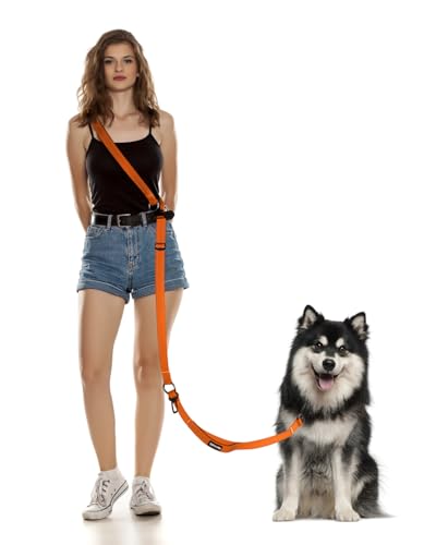 WANFIRE Freihändige Hundeleine, robuste Lange Hundeleine,erwicklungsfreie, reflektierende Hüftleine, reflektierende Hüftleine with Safety Buckle for Medium & Large Dogs Running,Training (Orange) von WANFIRE