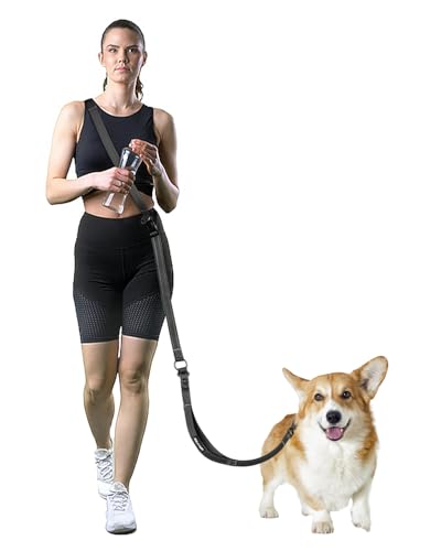 WANFIRE Freihändige Hundeleine, Crossbody-Hundeleine, 1,6–2,4 m, Hüftgurt mit Autosicherheitsgurt und doppelseitiger Reflektor, Spazierengehen, Joggen, Wandern, Reisen usw. (Schwarz) von WANFIRE
