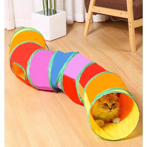 Katzentunnel S Förmiger Spieltunnel mit 2 Wegen Faltbare Spielröhre Katze Verstecken Laufen ,Interactive Röhre für Katze Kätzchen Welpen,122x25cm,Red Katzentunnel S Förmiger Spieltunnel mit 2 Wegen Faltbare Spielröhre Katze Verstecken Laufen ,Interactive Röhre für Katze Kätzchen Welpen,122x25cm,Red von WANGCAIER