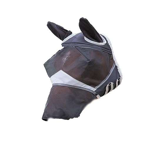 Fliegenmaske für Pferde, weich auf der Haut und rundum atmungsaktivem Netzgewebe, UV-Schutz, verstellbare Nackenbänder von WANGCL