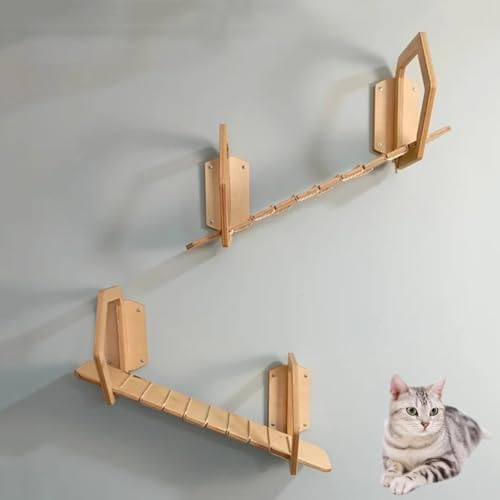 WANGJIANPENGPL 2 Stück Katzen Kletterwand, Katzenmöbel Wand, Aus Holz, Wanddurchgang, Kostenloses DIY von WANGJIANPENGPL