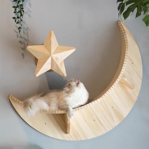 WANGJIANPENGPL Katzen Kletterwand aus Holz, Katzen Wand Klettern, Katzenmöbel Wand, 1 Mondplattform und 1 Stern-Katzenkratzbaum WANGJIANPENGPL Katzen Kletterwand aus Holz, Katzen Wand Klettern, Katzenmöbel Wand, 1 Mondplattform und 1 Stern-Katzenkratzbaum von WANGJIANPENGPL