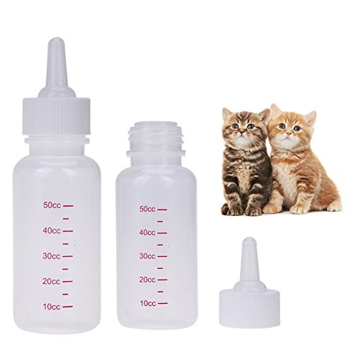 Aufzuchtflasche 50ml Pet Milchflasche Haltbares Wasser Silikon Wasser Milch Flasche Aufzuchtflasche for Haustiere, Hund Katze, Welpen, Spritze Fütterung Gerät Sauger Nippel von WANGQI