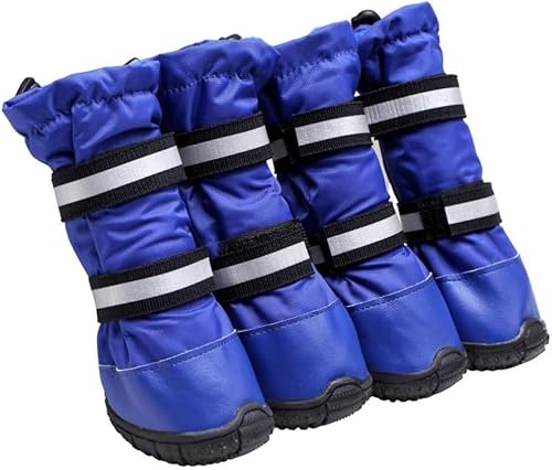 WANGXIAOKE 4-teilige Winter-Schneestiefel für Haustiere, warm, wasserdicht, langlebig, rutschfest, Welpenstiefel, Haustierpfoten-Schutzhülle WANGXIAOKE 4-teilige Winter-Schneestiefel für Haustiere, warm, wasserdicht, langlebig, rutschfest, Welpenstiefel, Haustierpfoten-Schutzhülle von WANGXIAOKE