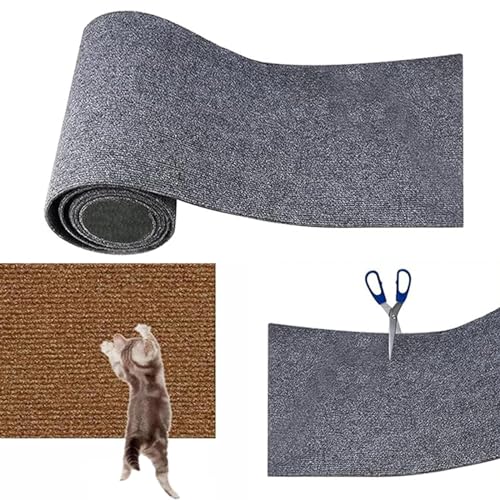 Kratzmatte für Katzen, Selbstklebend Kratzteppich Katze Wand, Kletter-Katzenkratzer, DIY Climbing Cat Scratcher - Kratzschutz Katzenkratzmatte für Schützt Teppiche Sofa Möbelschutz (L,Gray) von WANWEN