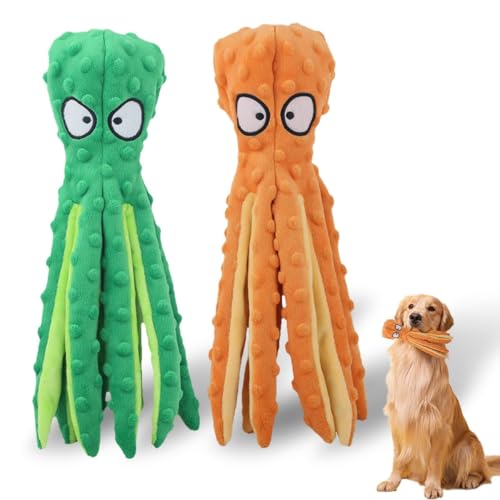 Octopus Spielzeug Hund, Hunde Quietschspielzeug, Langlebiges Interaktives Hundekauspielzeug für Welpen, 2er-Pack (A) von WANWEN