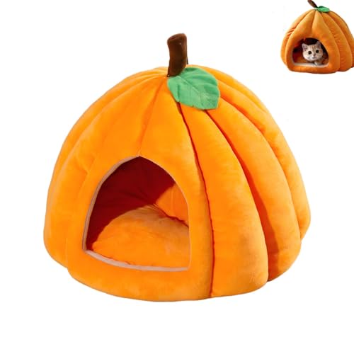 Pumpkin Cat Bed, Pumpkin Cat Cave, New Cute Pumpkin Shape Pet Cave Sleeping Tent Cave House, Warm Halloween Cat Bed, Puppy House for Cats Small Dogs (M) von WANWEN