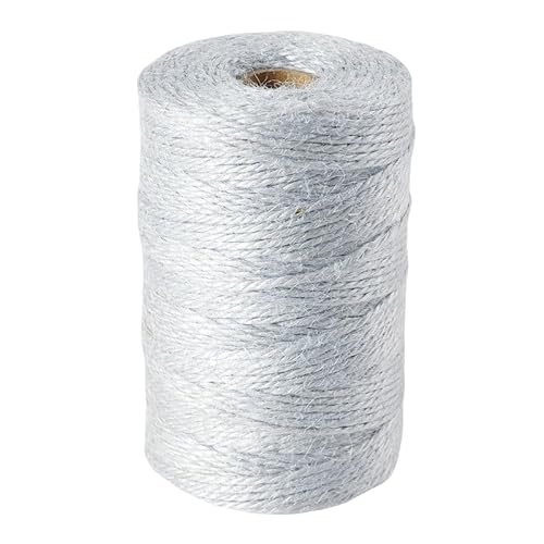 WANYI 5 Stück Jute-Schnur Kordel 100M pro Rolle Juteschnur Bunt Schnur Reißfest Kordelband 2mm Dicke Juteseil für Dekokordel, Geschenkverpackung, Handwerk(Grau) von WANYI