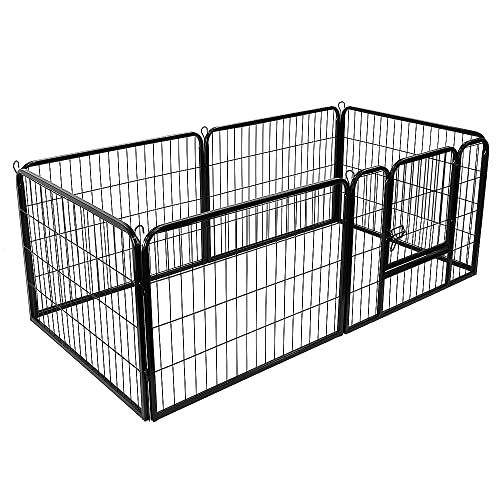 Laufstall für Hunde, Welpen, Kaninchen, Nager, Zaun aus Metall, faltbar, 80 x 60 cm (6 Stück) von WANZHE