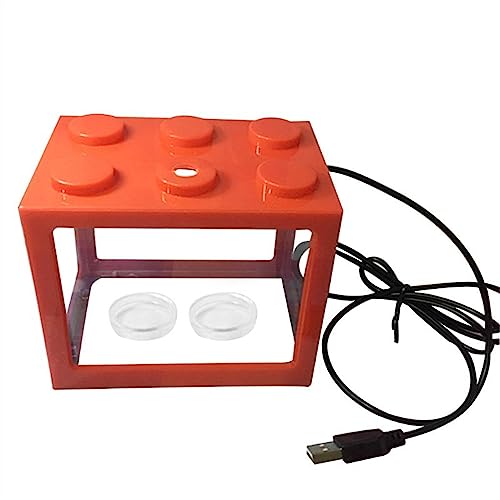 Aquarium Aquarium Acryl USB Mini Aquarium Tank Propagator Aquarium mit LED-Licht Home Office Desktop dekorative Tank Fischtank (Color : Orange) von WAOCEO