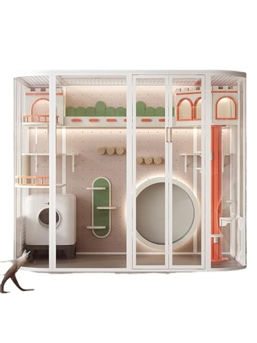 Katze-Hundehaus Katzenschloss, große Katzenvilla, Panorama-Katzenzimmer aus Glas, luxuriöses Katzenhaus, Zuhause, Katzenkäfig, Katzennest Katzenkäfig (Color : 182x 220x 155CM) von WAOCEO