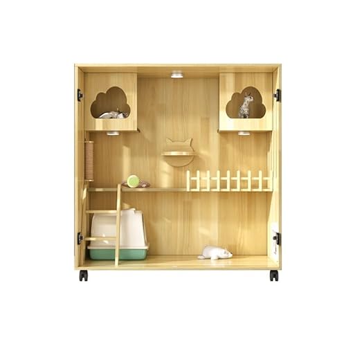 Katze-Hundehaus Katzenvilla Home Indoor Katzenhaus Panorama Katzenhaus Katzenschrank Platz Katzennest Cattery Holz Katzenkäfig Katzenkäfig (Color : 120x120x60cm-B) von WAOCEO