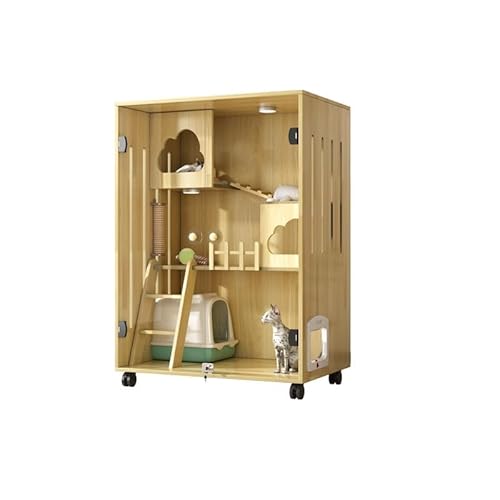 Katze-Hundehaus Katzenvilla Home Indoor Katzenhaus Panorama Katzenhaus Katzenschrank Platz Katzennest Cattery Holz Katzenkäfig Katzenkäfig (Color : 120x90x60cm-B1) von WAOCEO