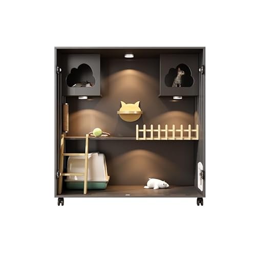 Katzenhaus Katzenvilla Katzenvilla Home Indoor Katzenhaus Panorama Katzenhaus Katzenschrank Platz Katzennest Cattery Holz Katzenkäfig Katzenhütte (Color : 120x120x60cm-A) von WAOCEO
