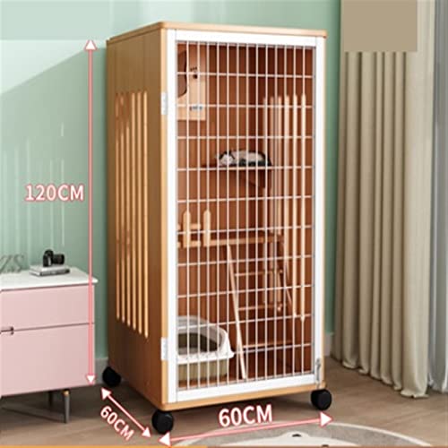 Katzenvilla Cat Villa Indoor Cat Room Home Cat House Übergroßer Freiraum Katzenschrank Katzenhaus Katzenstreu Luxus-Katzenkäfig Katzenhaus (Color : Varnish) von WAOCEO