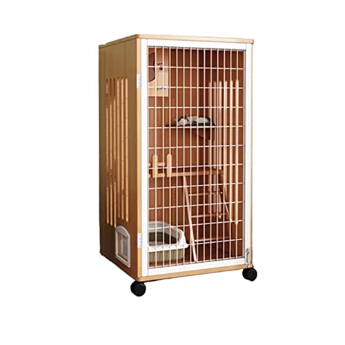 Katzenvilla Cat Villa Indoor Cat Room Home Cat House Übergroßer Freiraum Katzenschrank Katzenhaus Katzenstreu Luxus-Katzenkäfig Katzenhaus (Color : Varnish) von WAOCEO