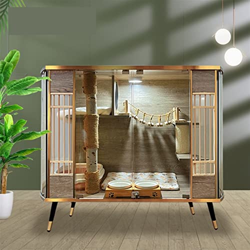 Katzenvilla Katzenpanorama, Katzenvilla, Glas, transparent, Luxus-Katzenschrank, Katzenhaus, Katzenkaffee, Katzenstreukäfig, Vitrine Katzenhaus (Color : 120x80x60cm) von WAOCEO