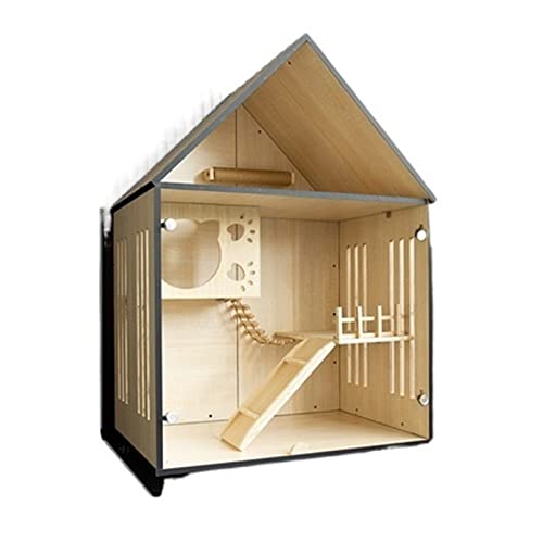 Stuhlabdeckung Cat Villa Home Cat House Katze Haus Innenkatze Katze Katze Katze Katze Katze großer Raum Panoramablick Katze Käfig Wingback-Stuhl-Slipcover (Color : Type B Wood Color) von WAOCEO