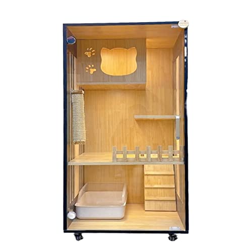 Stuhlabdeckung Katzenkäfig Villa Home Cat Cage Indoor Katzenschrank Katzenhaus Katze Katze Villa Luxus großer zweistöckiger Katzenvilla Wingback-Stuhl-Slipcover von WAOCEO
