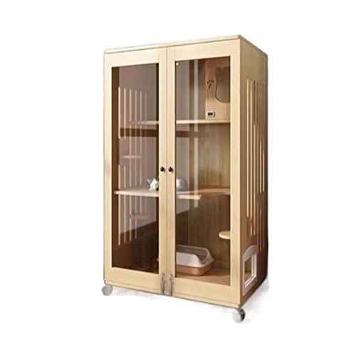 Stuhlabdeckung Katzenkäfig Zuhause Katzenstreu Doppeldecker-Katzenvilla Katzenhaus Innen-Katzenhaus Geschlossener Katzenschrank Katzenhaus aus Holz Wingback-Stuhl-Slipcover von WAOCEO