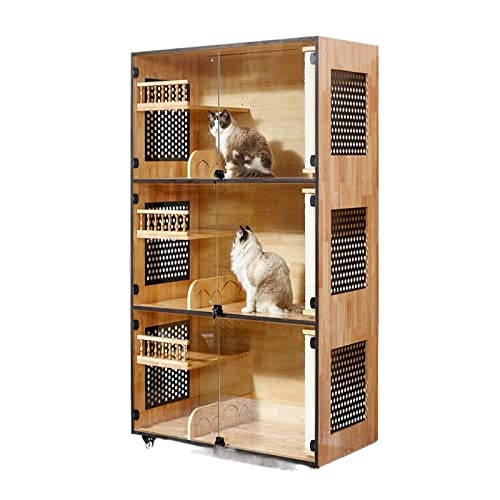 Stuhlabdeckung Katzenkäfig dreistöckige Katzenkäfig-Katze Villa Züchtung Luxus Katzenschrank Katzenstreuhaus Foster Displinet Cat House Wingback-Stuhl-Slipcover (Color : Large 120) von WAOCEO