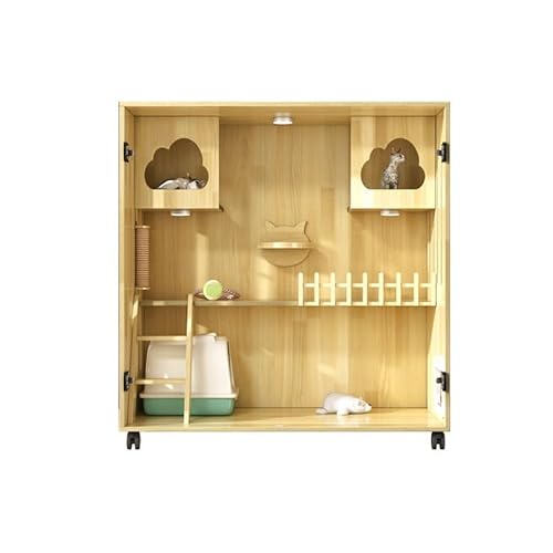 Stuhlabdeckung Katzenvilla Home Indoor Katzenhaus Panorama Katzenhaus Katzenschrank Platz Katzennest Cattery Holz Katzenkäfig Wingback-Stuhl-Slipcover (Color : 120x120x60cm-B) von WAOCEO