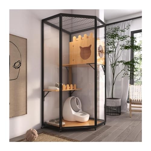 Stuhlabdeckung Luxus-Katzenvilla, Katzenkäfig, Zuhause, großer Raum, freies Glas, Katzenhaus, Katzenzimmer, Panorama-Vitrine, Pflege-Haustiere Wingback-Stuhl-Slipcover von WAOCEO