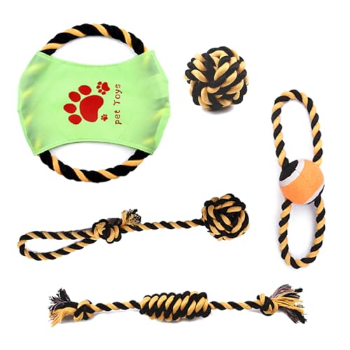 WATERBELINE Molaren-Spielzeug,Hundeseil-Apportierspielzeug-Set,Tauziehen für Hunde,Zahnen,Kauen,Molaren-Spielzeug,Hunde-Apportierspielzeug für Indoor-Hunde von WATERBELINE