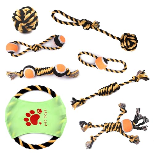 WATERBELINE Molaren-Spielzeug,Hundeseil-Apportierspielzeug-Set,Tauziehen für Hunde,Zahnen,Kauen,Molaren-Spielzeug,Hunde-Apportierspielzeug für Indoor-Hunde von WATERBELINE