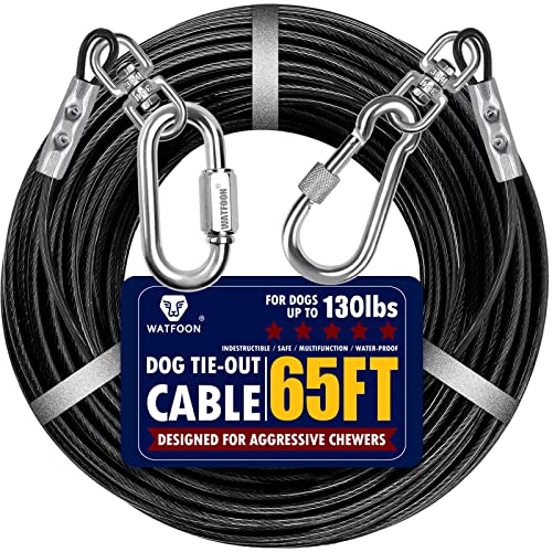 Hundeleinen für Hof, 6,1 m, 7,6 m, 9,1 m, 10,7 m, 12,2 m, 13,7 m, 15,2 m, 16,8 m, 19,8 m, 30,5 m, Stahlspanner, robuster Haltegurt, kaufest, Lange Ketten für draußen, Camping, Park (19,8 m, Schwarz) Hundeleinen für Hof, 6,1 m, 7,6 m, 9,1 m, 10,7 m, 12,2 m, 13,7 m, 15,2 m, 16,8 m, 19,8 m, 30,5 m, Stahlspanner, robuster Haltegurt, kaufest, Lange Ketten für draußen, Camping, Park (19,8 m, Schwarz) von WATFOON
