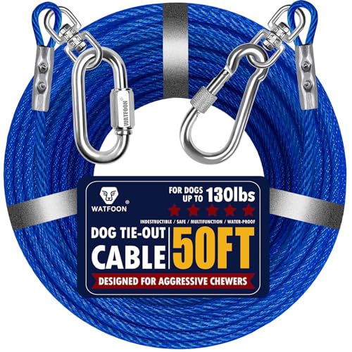 Hundeleinen für Hunde, 6,1 m, 7,6 m, 9,1 m, 10,7 m, 12,2 m, 13,7 m, 15,2 m, 16,8 m, 19,8 m, 30,5 m, Stahlspanner, robuster Haltegurt, kaufest, lange Hundeketten für draußen, Camping, Park (15,2 m Lue) Hundeleinen für Hunde, 6,1 m, 7,6 m, 9,1 m, 10,7 m, 12,2 m, 13,7 m, 15,2 m, 16,8 m, 19,8 m, 30,5 m, Stahlspanner, robuster Haltegurt, kaufest, lange Hundeketten für draußen, Camping, Park (15,2 m Lue) von WATFOON