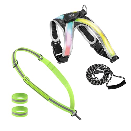 LED-Hundegeschirr und Nachtlauf-Schultergurt-Set,Aufladbares Beleuchtetes Hundegeschirr von WATSABRO