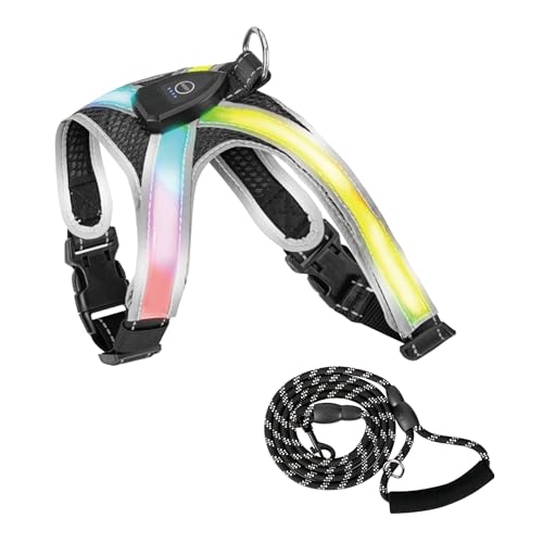 WATSABRO LED Hundegeschirr Set Verstellbare,Aufladbares Beleuchtetes Hundegeschirr von WATSABRO