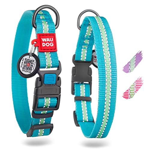WAUDOG Reflektierendes Hundehalsband Große Hunde Nylon Hundehalsband Mittelgroße Hunde Halsband Kleine Hunde Verstellbares Welpenhalsband Nylon Hunde Halsbänder von WAUDOG