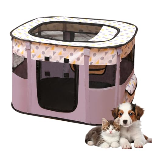 Welpenlaufstall Tierlaufstall – Faltbarer Laufstall für Haustiere, 70x55x40cm, Oxford Wasserdichter Welpenauslauf für Hunde,Kaninchen,Katzen und Meerschweinchen, Indoor & Outdoor (violett) von WAVATA