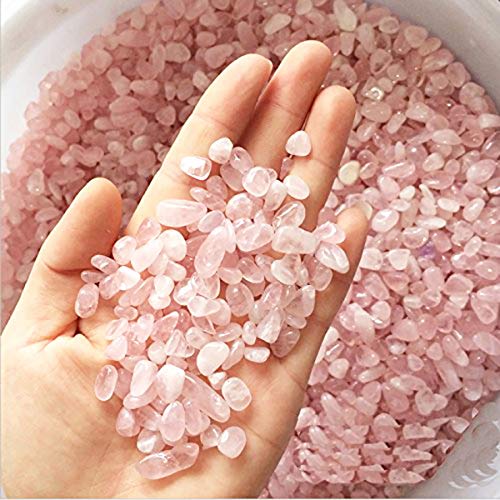 WAYBER 920 g natürliche rosa Quarz-Kristallsteine, unregelmäßige Aquarium-Kiesel, Steinsand für Schildkrötenbecken/Sukkulenten/Vasen-Dekoration (2 Tassen) von WAYBER