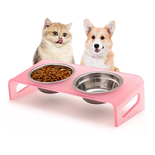 WBhonghui Futter- und Wassernapfständer für Katzen oder kleine Hunde, geneigter erhöhter Futternapf, aus transparentem Acryl, Edelstahl, für Jungen oder Mädchen, modern, langlebig und leicht zu WBhonghui Futter- und Wassernapfständer für Katzen oder kleine Hunde, geneigter erhöhter Futternapf, aus transparentem Acryl, Edelstahl, für Jungen oder Mädchen, modern, langlebig und leicht zu von WBHONGHUI