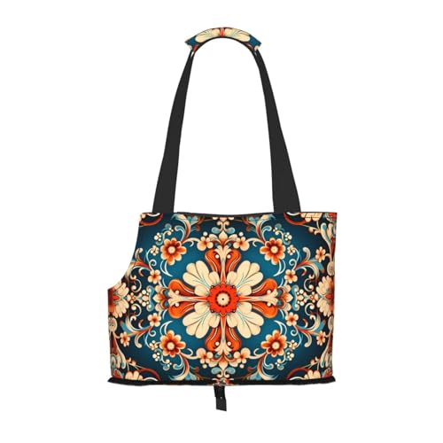 Artistic Flower Patterns Printed Portable Foldable Pet Shoulder Bag, Suitable for Carrying Small Pets von WBQLSL
