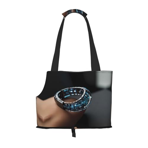 Bedruckte Haustier-Umhängetasche mit Armband – faltbares Design, kleine Katzen- und Hunde-Reisetasche von WBQLSL