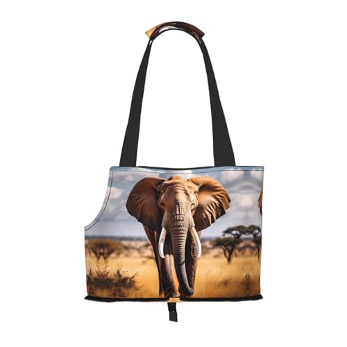 Bedruckte Haustier-Umhängetasche mit Elefantenmotiv – faltbares Design, kleine Katzen- und Hunde-Reisetasche von WBQLSL