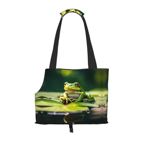 Bedruckte Haustier-Umhängetasche mit Fröschen – faltbares Design, kleine Katzen- und Hunde-Reisetasche von WBQLSL