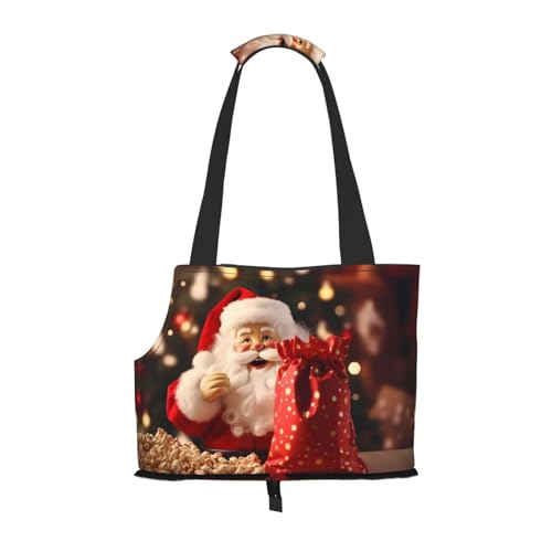 Bedruckte Haustier-Umhängetasche mit Weihnachtsmann-Motiv, faltbares Design, kleine Katzen- und Hunde-Reisetasche Bedruckte Haustier-Umhängetasche mit Weihnachtsmann-Motiv, faltbares Design, kleine Katzen- und Hunde-Reisetasche von WBQLSL