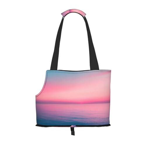 Bedruckte Haustier-Umhängetasche mit farbiger Meeresoberfläche, faltbares Design, kleine Katzen- und Hunde-Reisetasche von WBQLSL