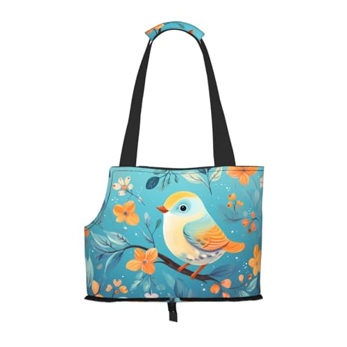 Bird on a Branch Printed Portable Foldable Pet Shoulder Bag, Suitable for Carrying Small Pets von WBQLSL