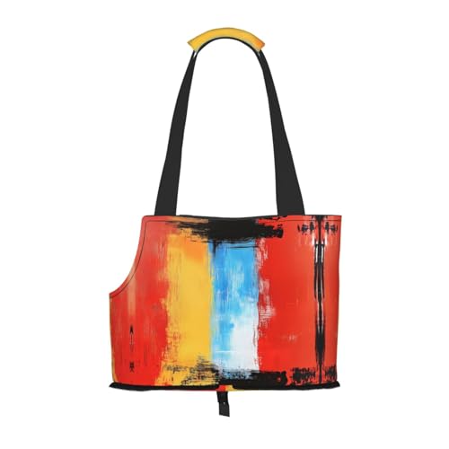 Brushstroke Banner bedruckte Haustier-Umhängetasche – faltbares Design, kleine Katzen- und Hunde-Reisetasche von WBQLSL