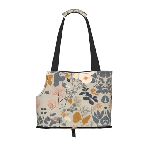 Bunte Blätter bedruckte Haustier-Umhängetasche – faltbares Design, kleine Katzen- und Hunde-Reisetasche von WBQLSL