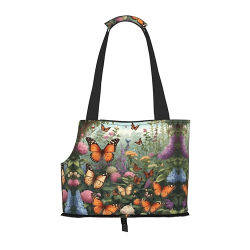 Butterfly Swarm bedruckte Haustier-Umhängetasche – faltbares Design, kleine Katzen- und Hunde-Reisetasche Butterfly Swarm bedruckte Haustier-Umhängetasche – faltbares Design, kleine Katzen- und Hunde-Reisetasche von WBQLSL