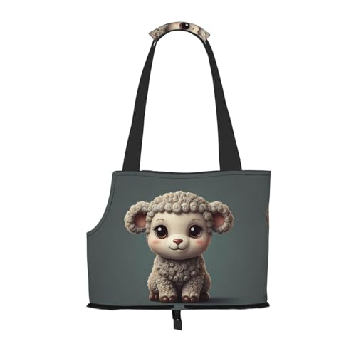 Cartoon-Lamm bedruckte Haustier-Umhängetasche – faltbares Design, kleine Katzen- und Hunde-Reisetasche Cartoon-Lamm bedruckte Haustier-Umhängetasche – faltbares Design, kleine Katzen- und Hunde-Reisetasche von WBQLSL