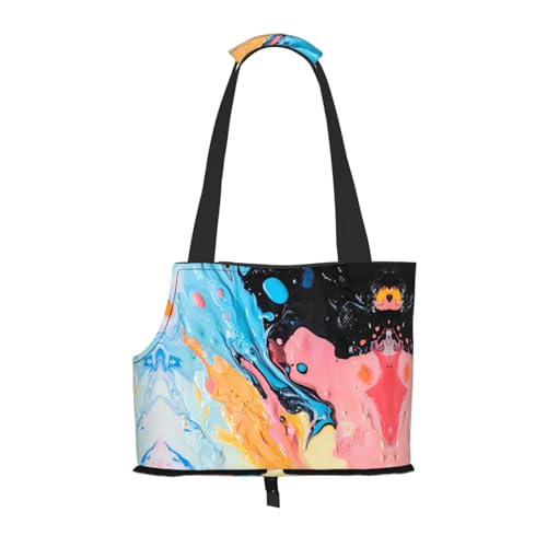 Chaotic Liquid bedruckte Haustier-Umhängetasche – faltbares Design, kleine Katzen- und Hunde-Reisetasche von WBQLSL