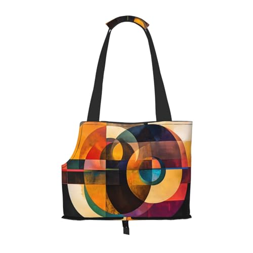 Circle Square Harmony bedruckte Haustier-Umhängetasche – faltbares Design, kleine Katzen- und Hunde-Reisetasche von WBQLSL